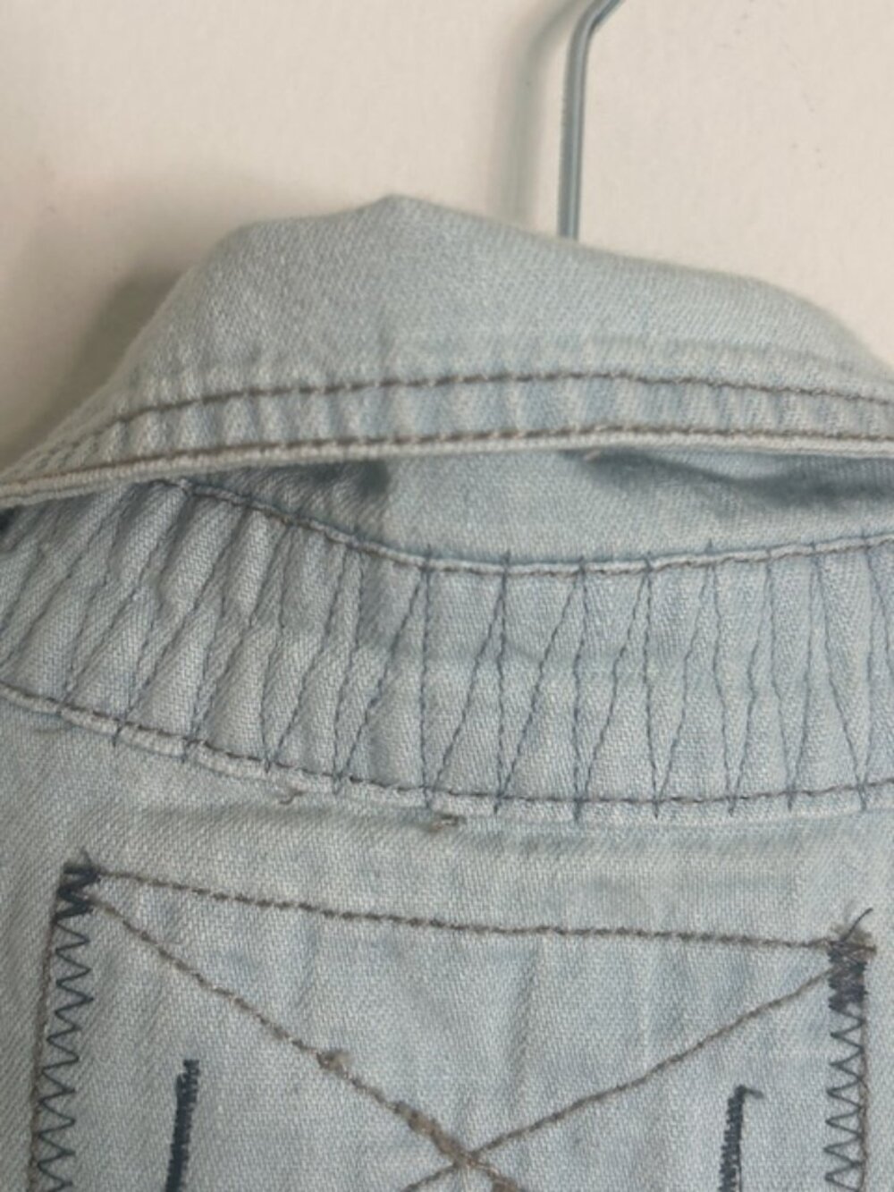 We the Free x Free People Western Wear Cutoff Denim Embroidered Fray Snap Top - Picture 10 of 16
